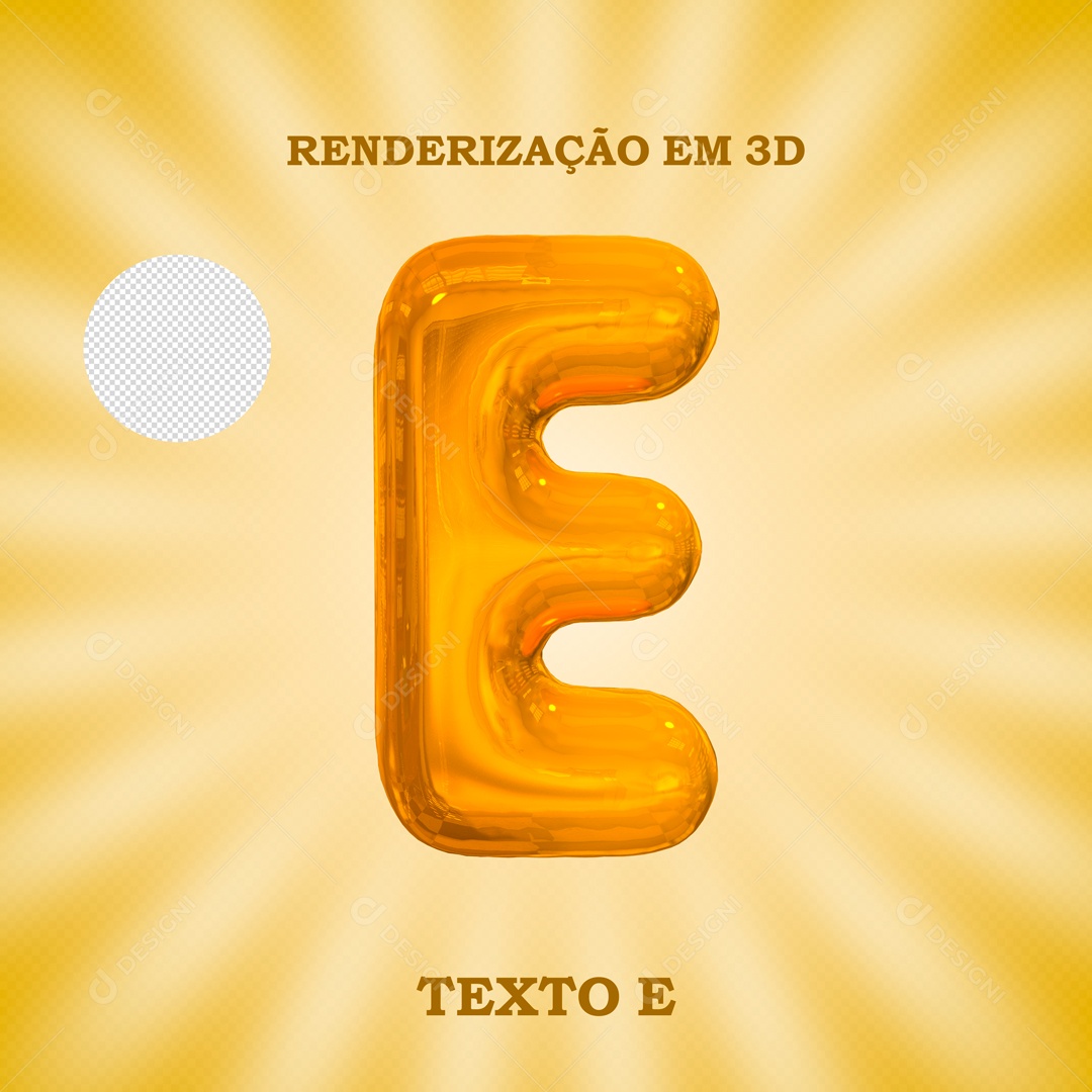 Texto 3D Letra E Dourado Para Composição PSD