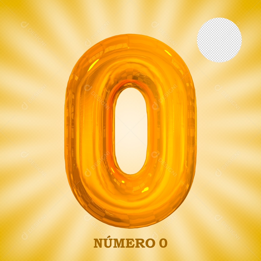 Número 3D 0 Dourado Para Composição PSD