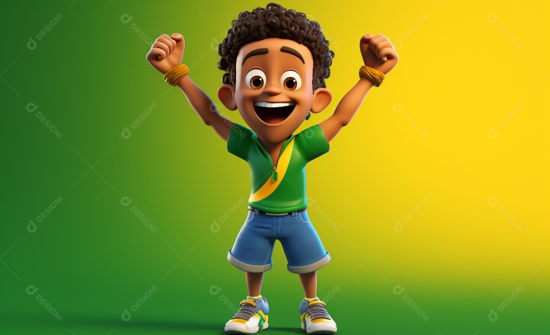 Desenho animado de homem no fundo amarelo e verde