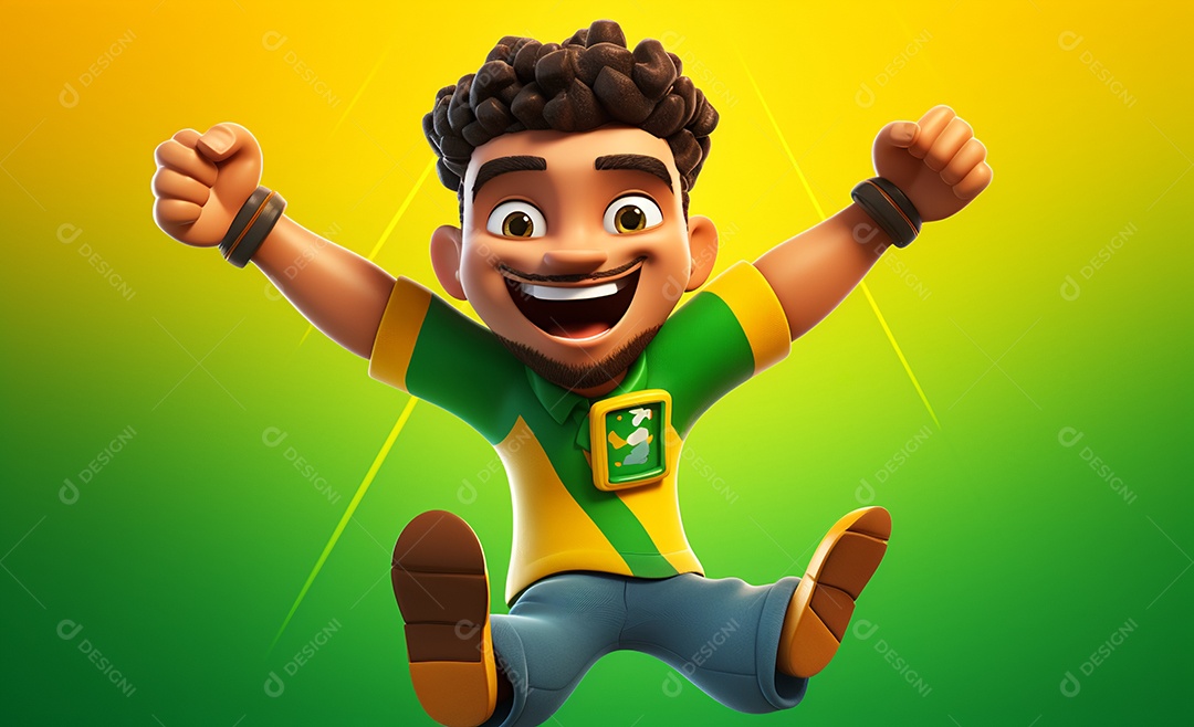 Desenho animado de homem no fundo amarelo e verde