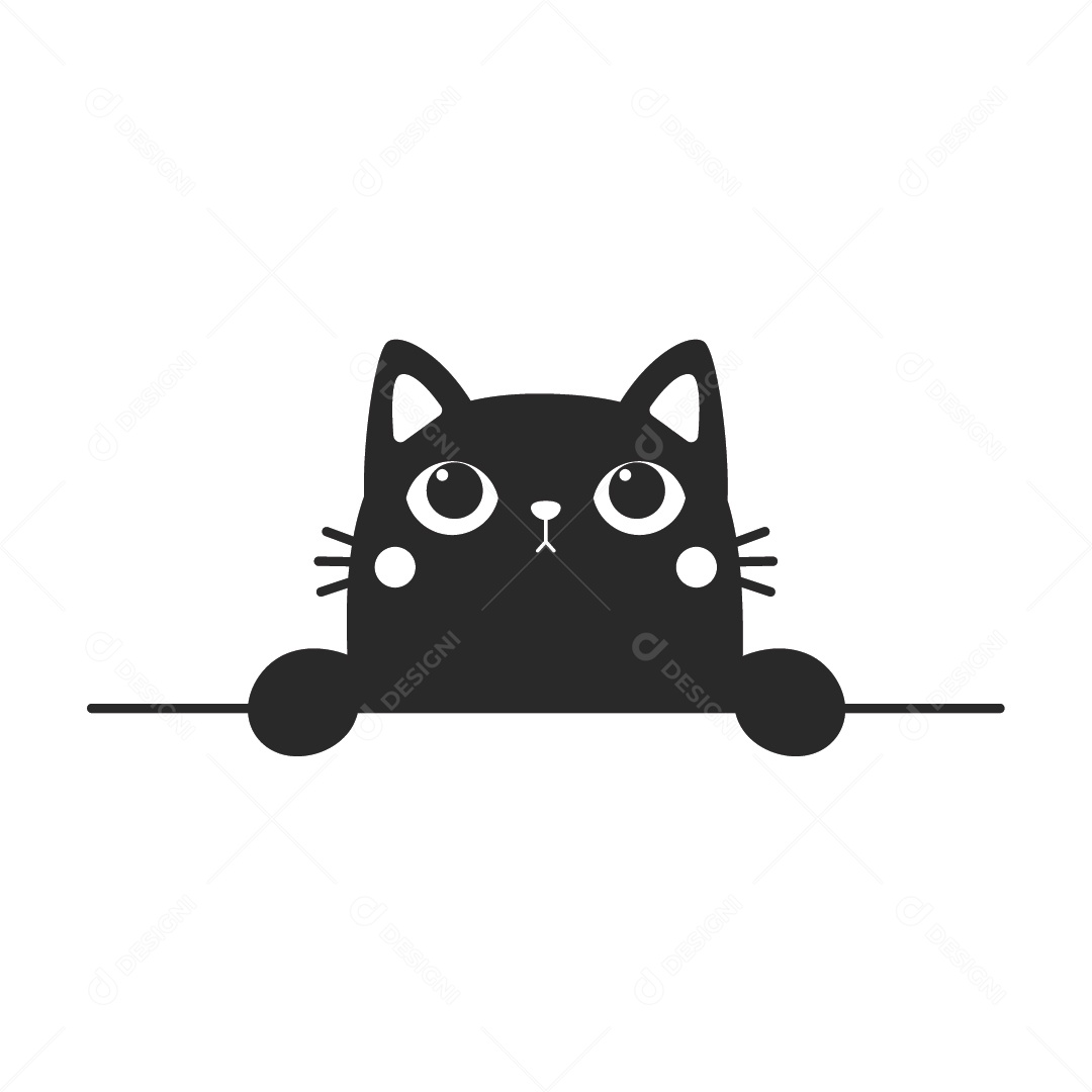 Gato Preto e Branco Ilustração Vetor EPS