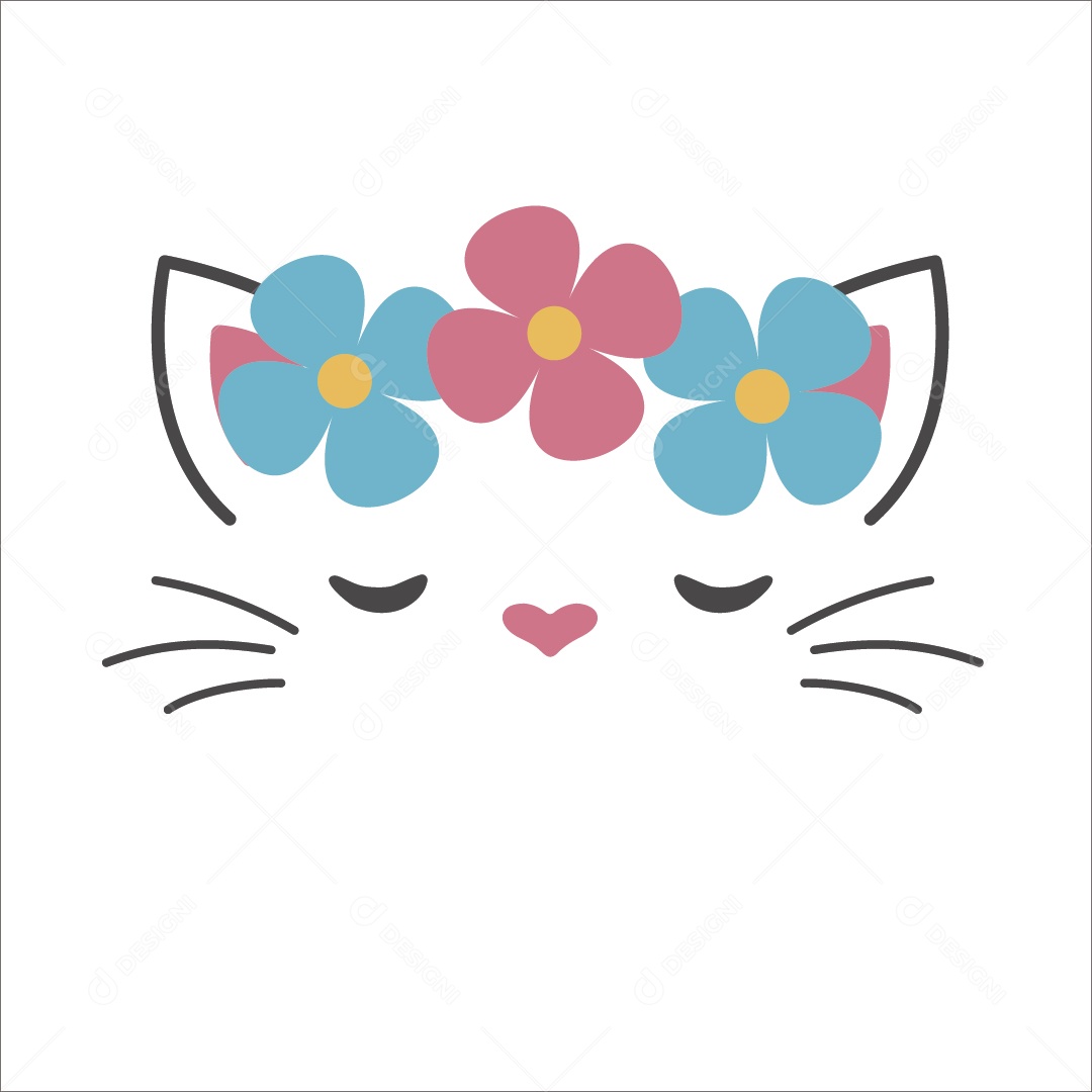 Gato Preto e Branco Ilustração Vetor EPS