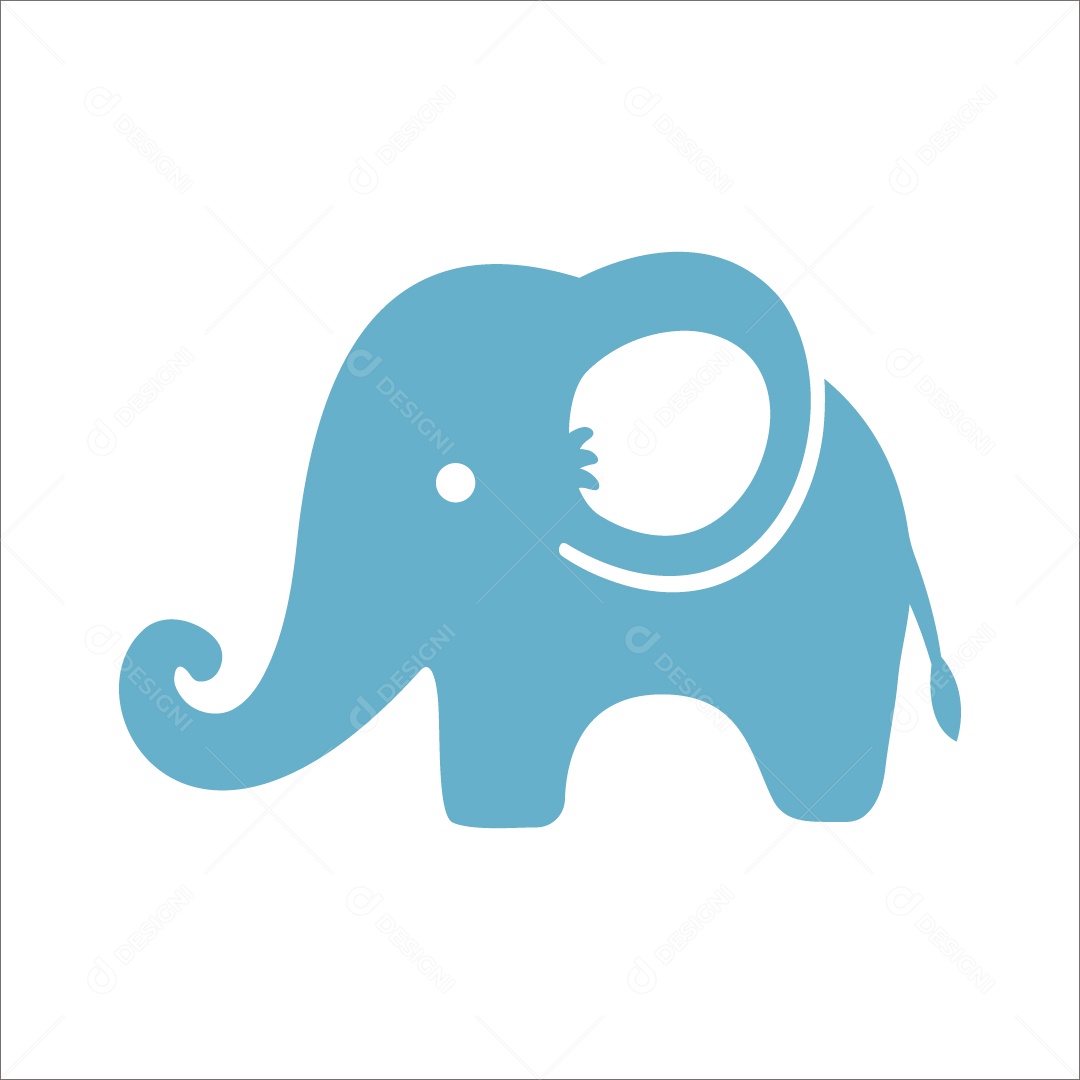 Elefante Azul Ilustração Vetor EPS