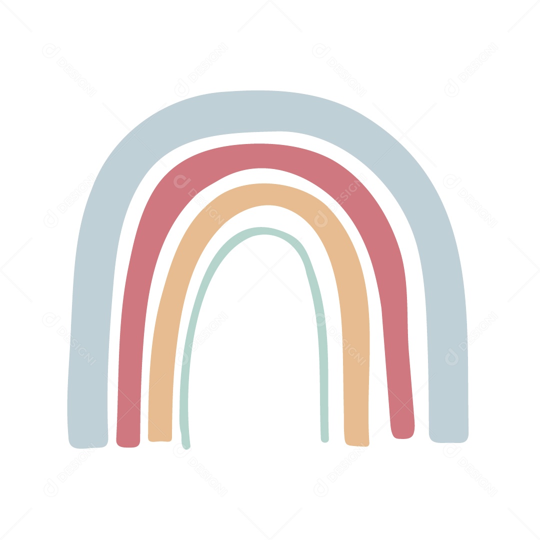 Arco Íris Coloridos Com Simples No Estilo Boho Vetor EPS