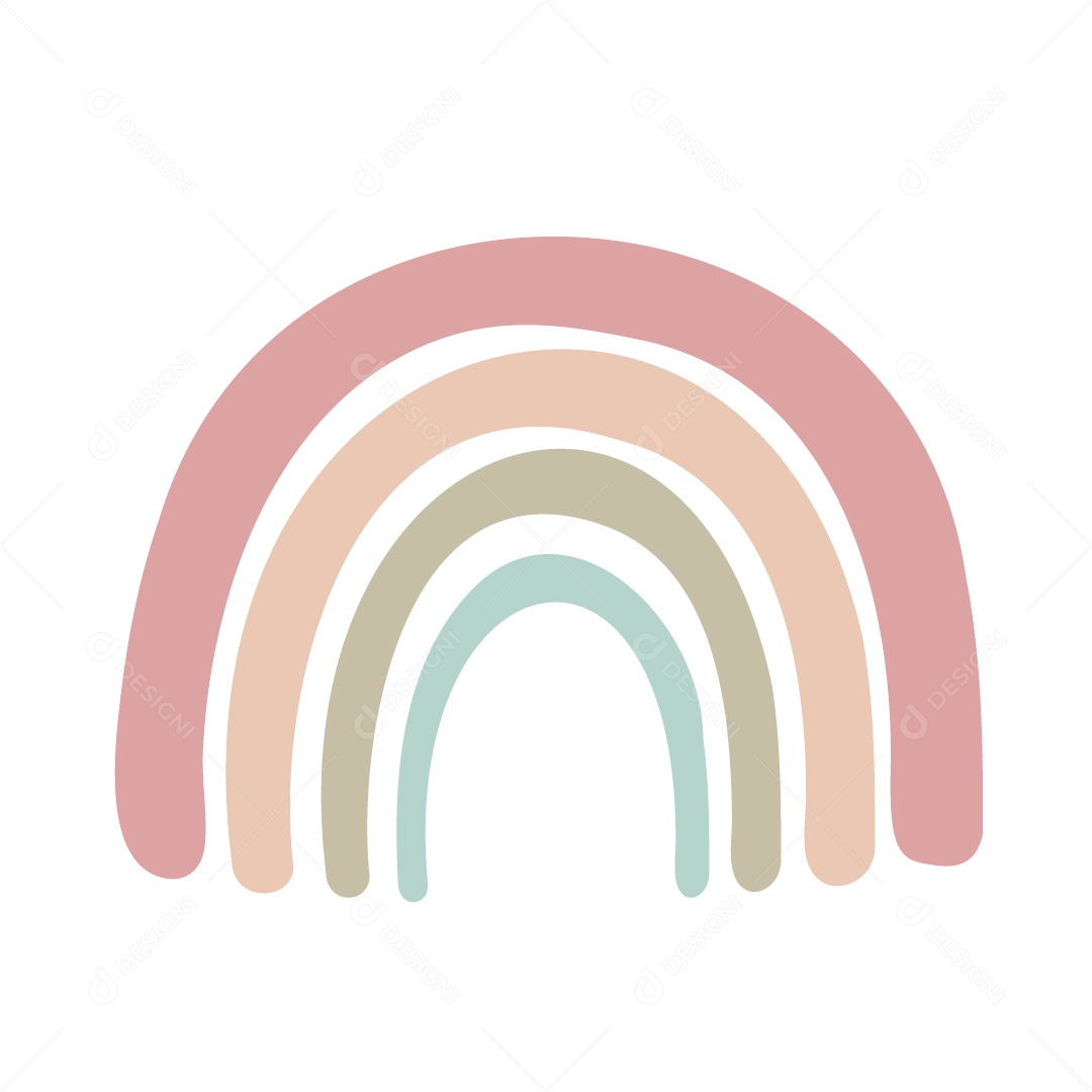 Arco Íris Coloridos Com Simples No Estilo Boho Vetor EPS