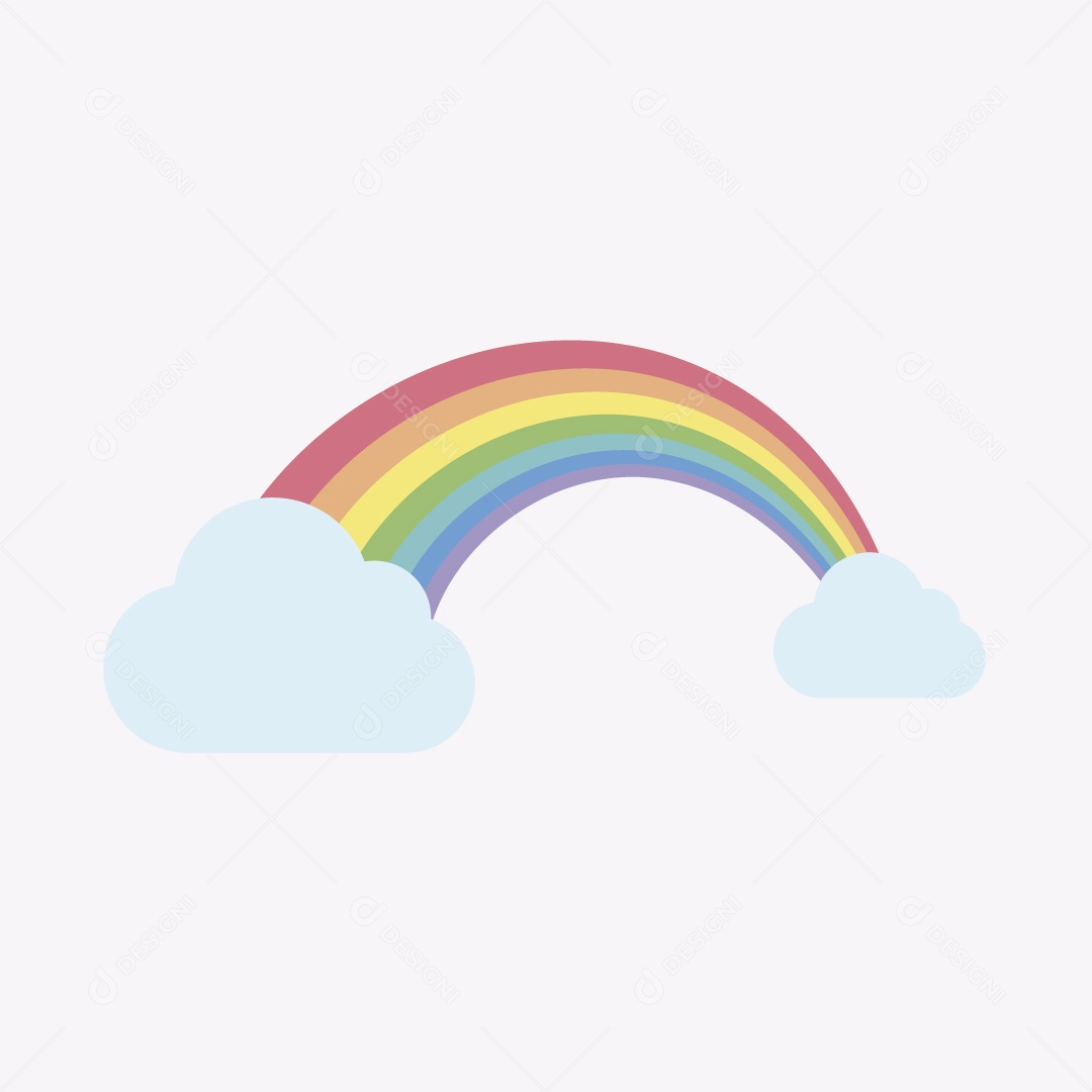 Arco Íris e Nuvem Ilustração Vetor EPS