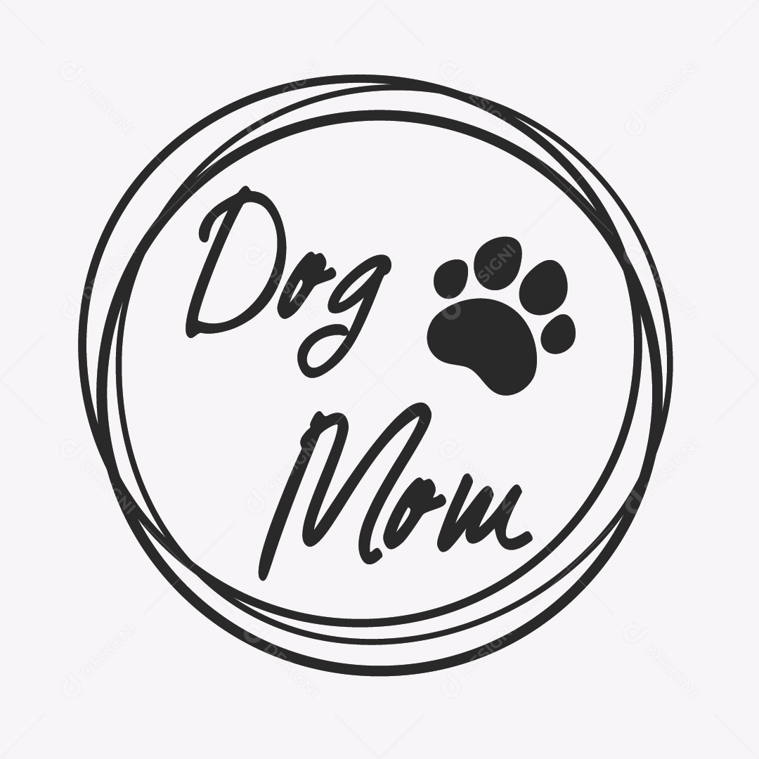 Ilustração de Desenho Texto Dog Mom Mãe de Cachorro em Osso Vetor EPS