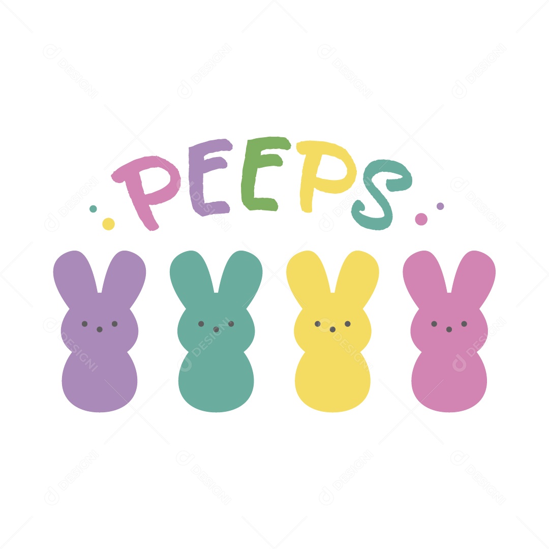 Elementos de Páscoa e Texto Ilustração Colorida Vetor EPS