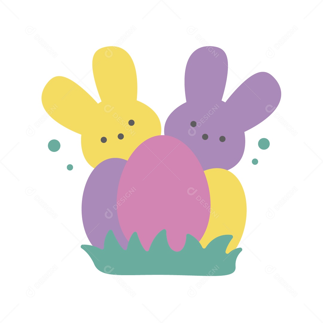 Elementos de Páscoa Ilustração Colorida Vetor EPS