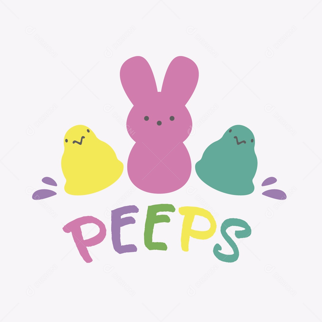 Elementos de Páscoa Ilustração Colorida Vetor EPS