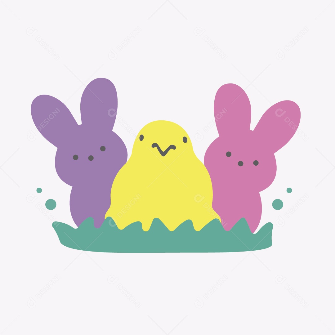 Elementos de Páscoa Ilustração Colorida Vetor EPS