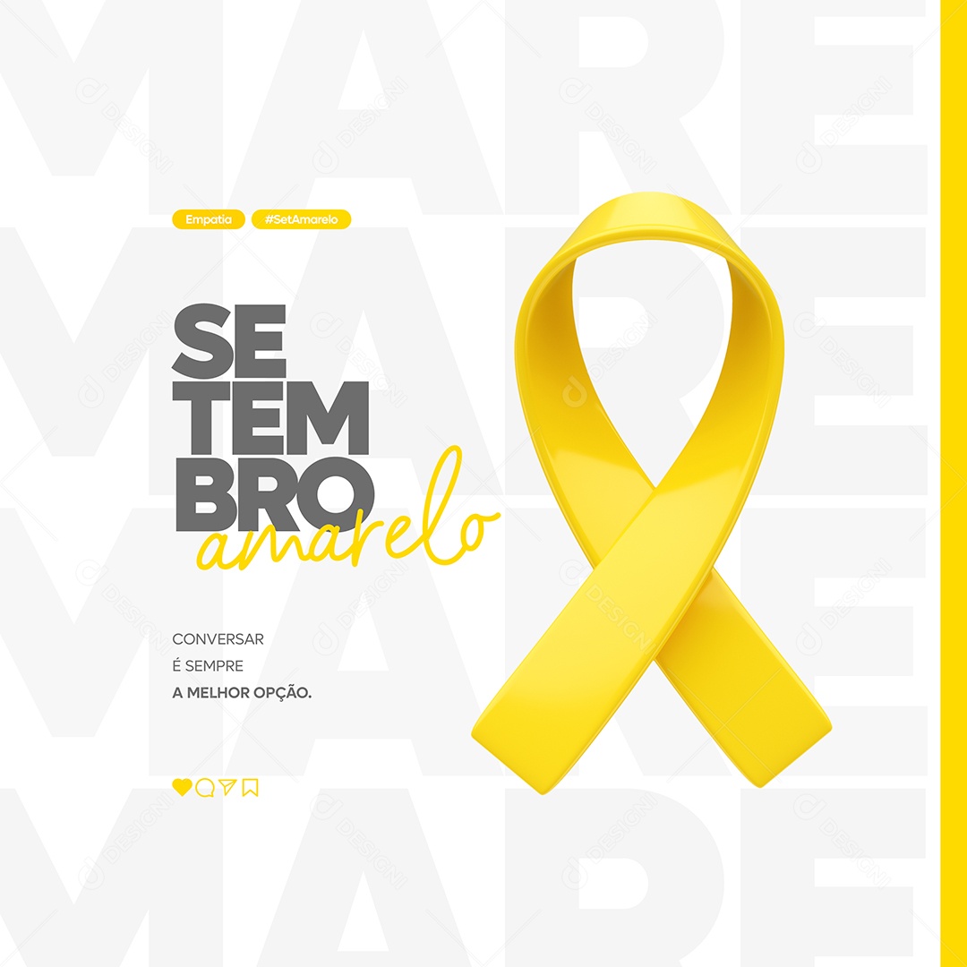 Feed Setembro Amarelo Social Media PSD Editável