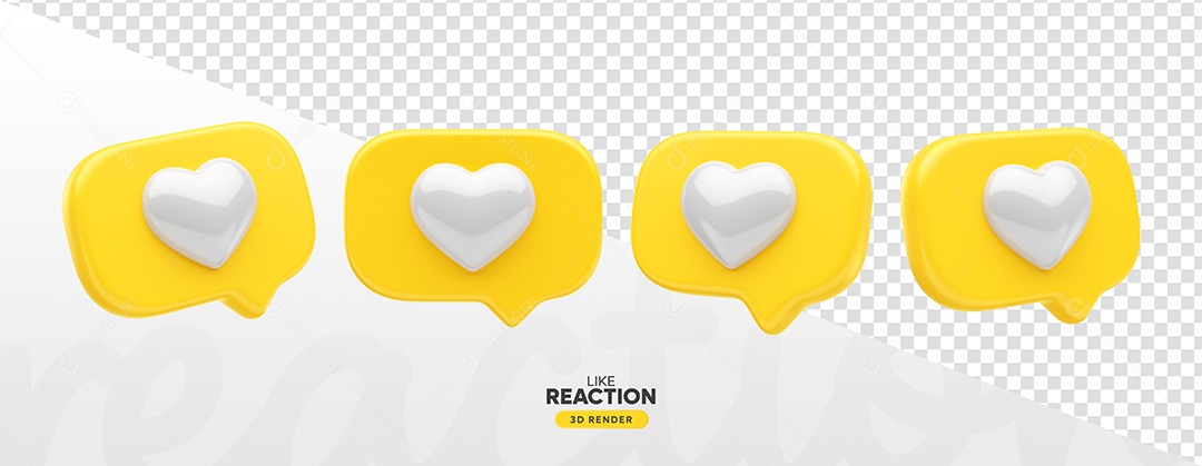 Elemento 3D Like Amarelo Para Composição PSD