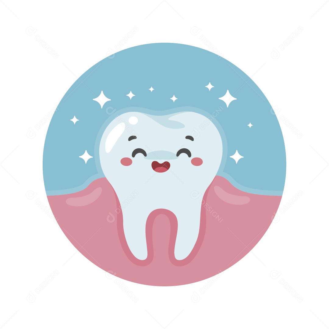 Dente Feliz Ilustração Vetor EPS