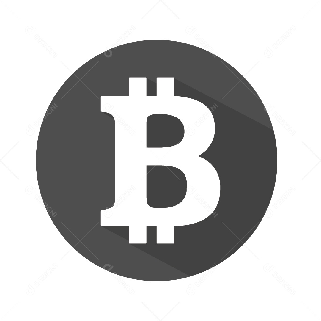 Moeda de Bitcoin Preto e Branco Ilustração Vetor EPS