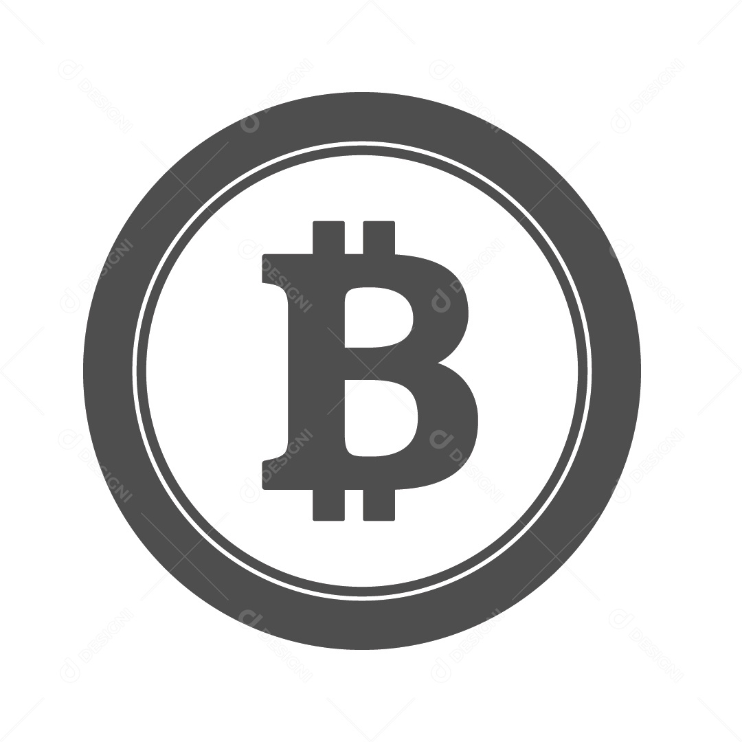 Moeda de Bitcoin Preto e Branco Ilustração Vetor EPS