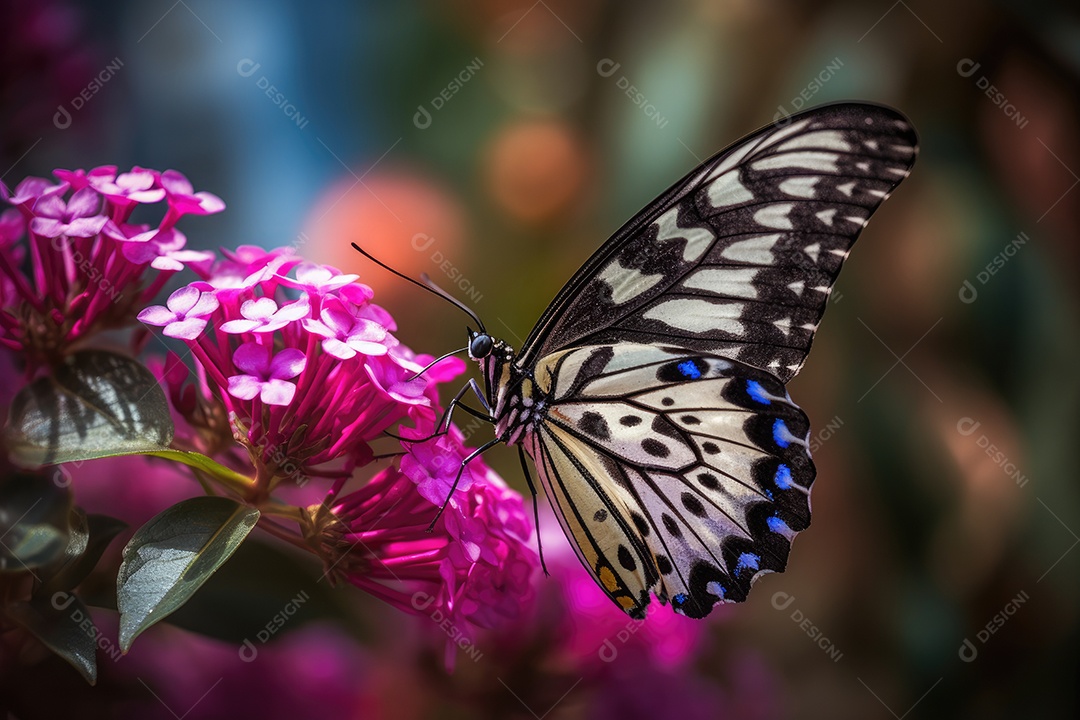 Uma linda borboleta pousa delicadamente em uma flor