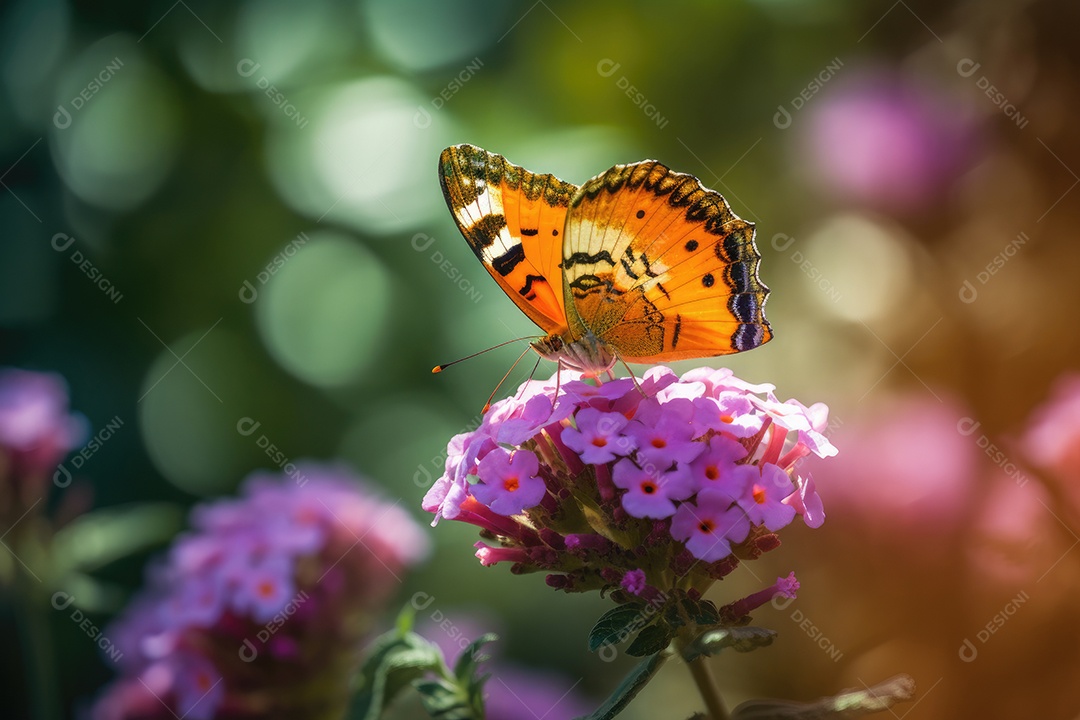 Uma linda borboleta pousa delicadamente em uma flor