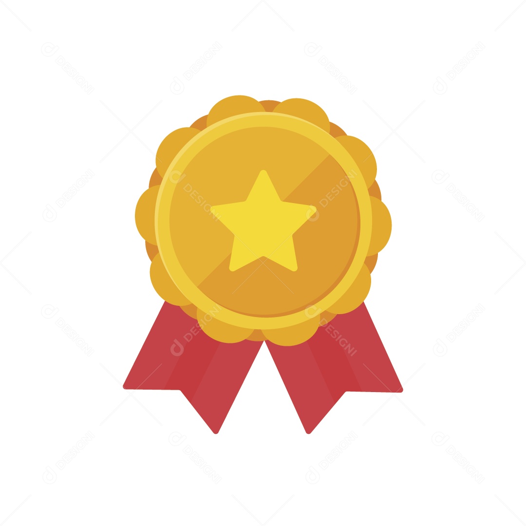 Medalha de Campeão com Forma de Estrela Ilustração Vetor EPS