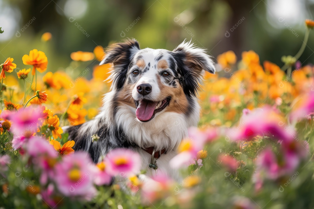 Lindo cachorro sobre uma floresta