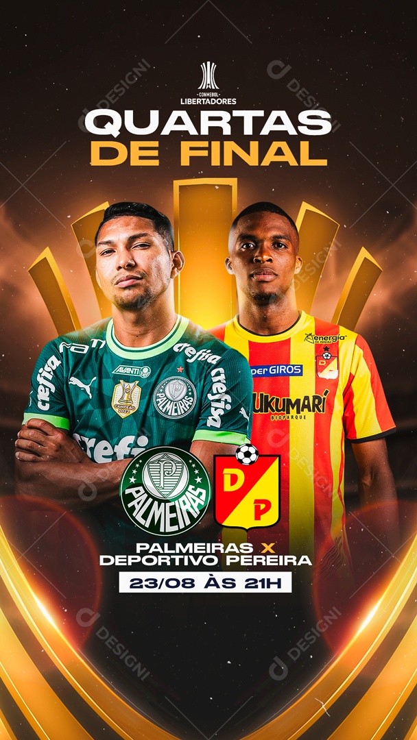 Story Quartas de Final Palmeiras X Deportivo Pereira Futebol Social Media PSD Editável