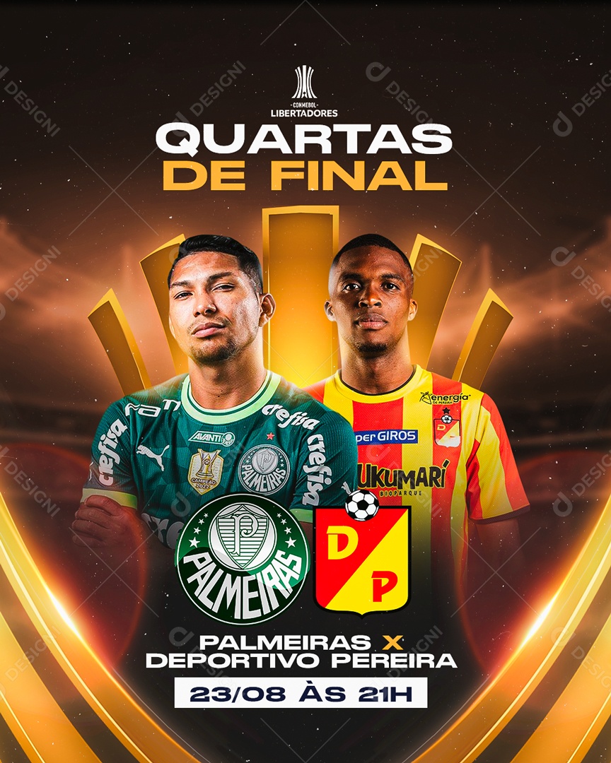 Quartas de Final Palmeiras X Deportivo Pereira Futebol Social Media PSD Editável
