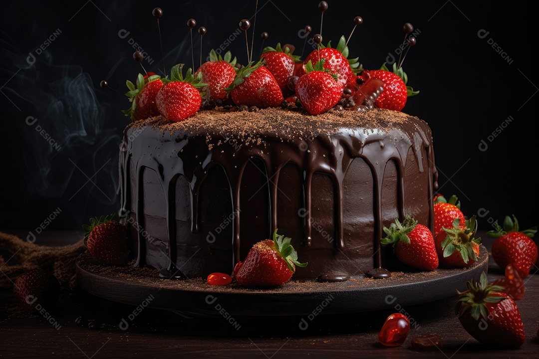 Delicioso bolo de chocolate caseiro cobertura deliciosa