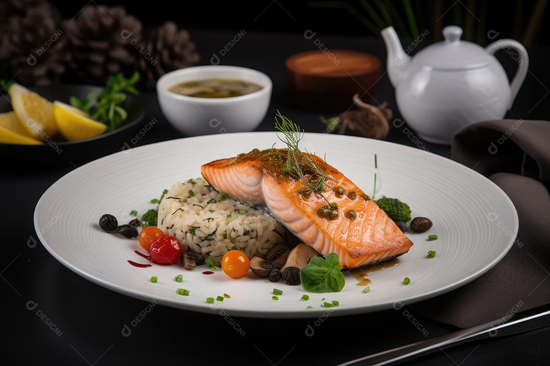 Prato de comida sobre uma mesa de restaurante