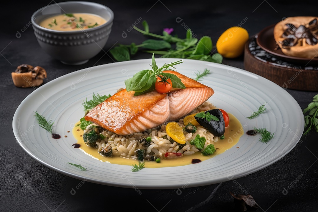 Prato de comida sobre uma mesa de restaurante