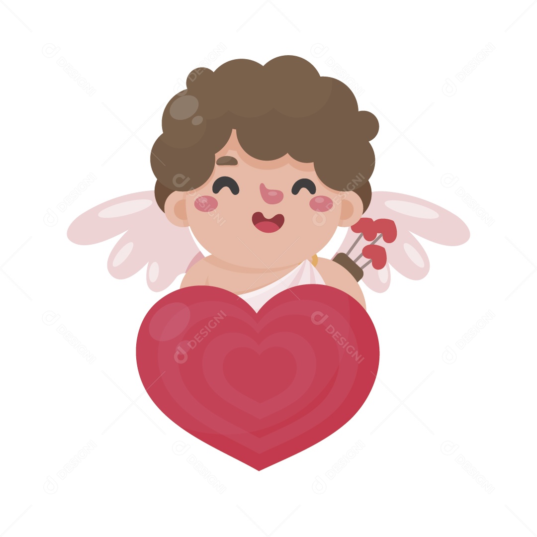 Anjo Cupido do Amor Ilustração do Dia dos Namorados Vetor EPS