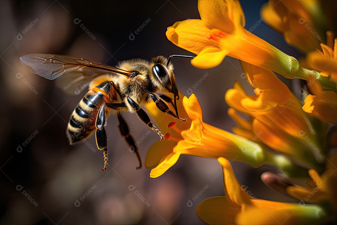 Inseto abelha em uma linda flor