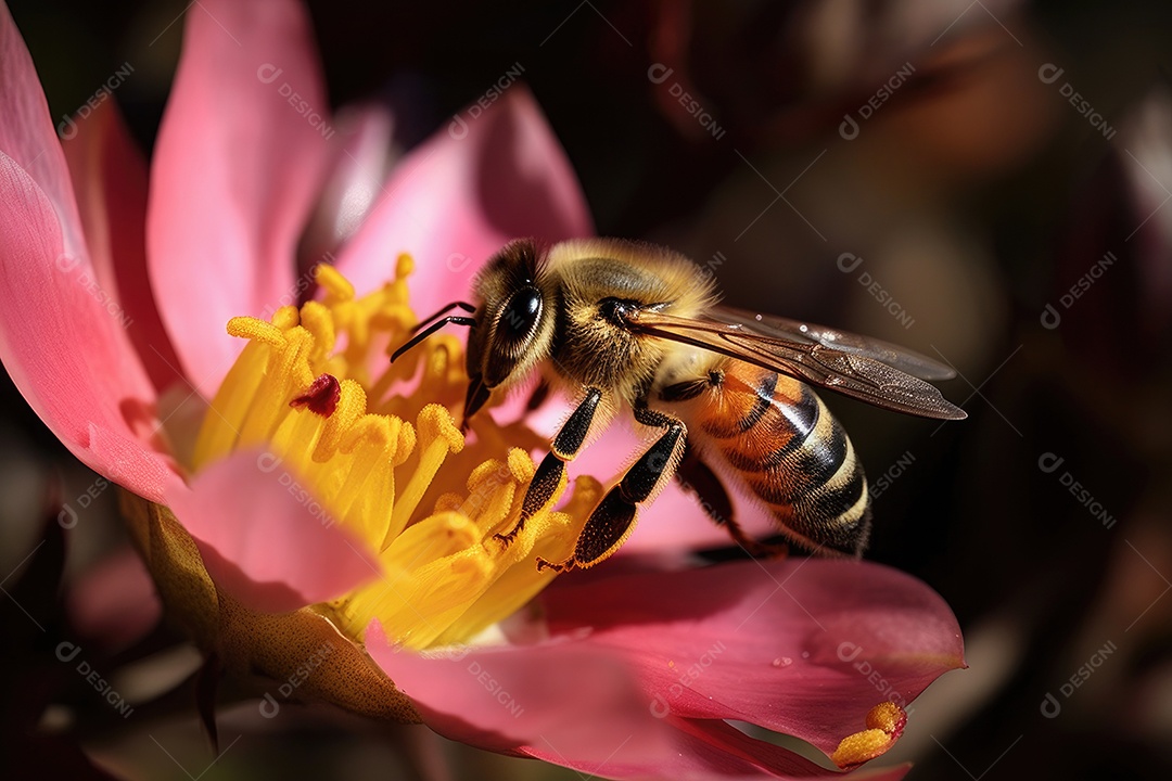 Inseto abelha em uma linda flor