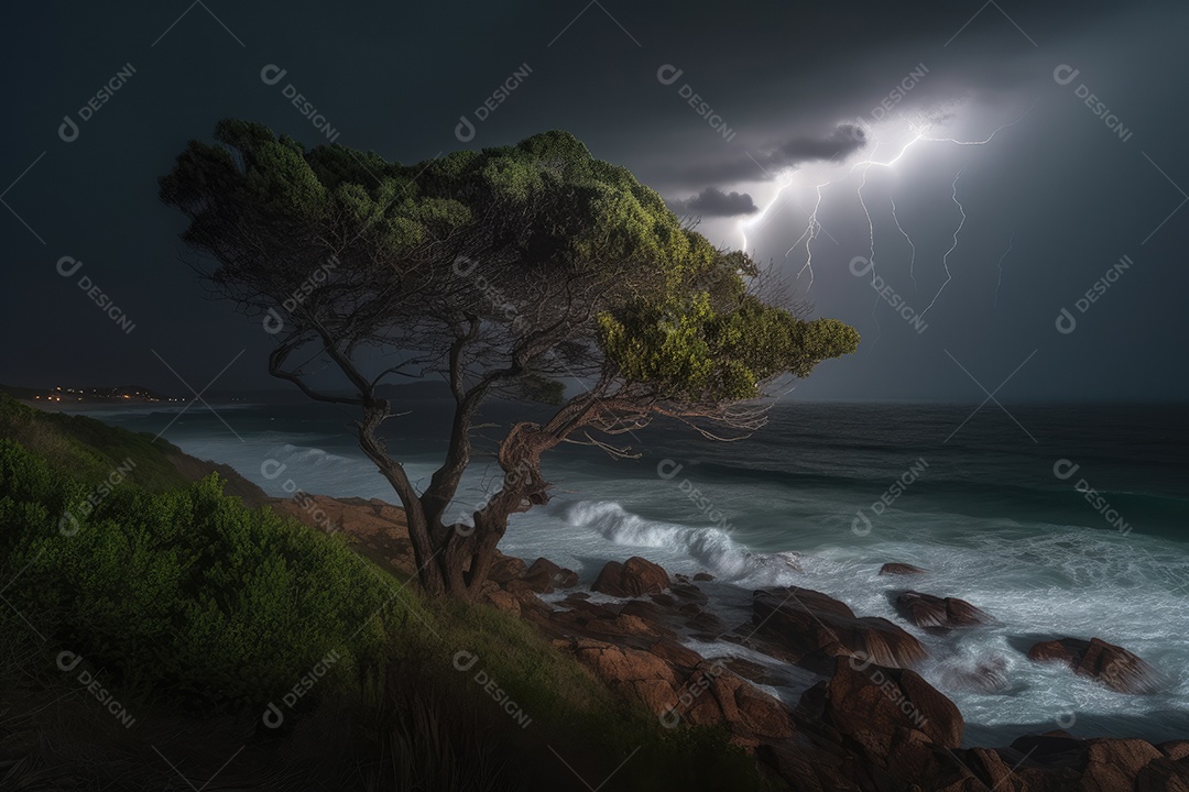 Uma forte tempestade está se aproximando com nuvens escuras e luz