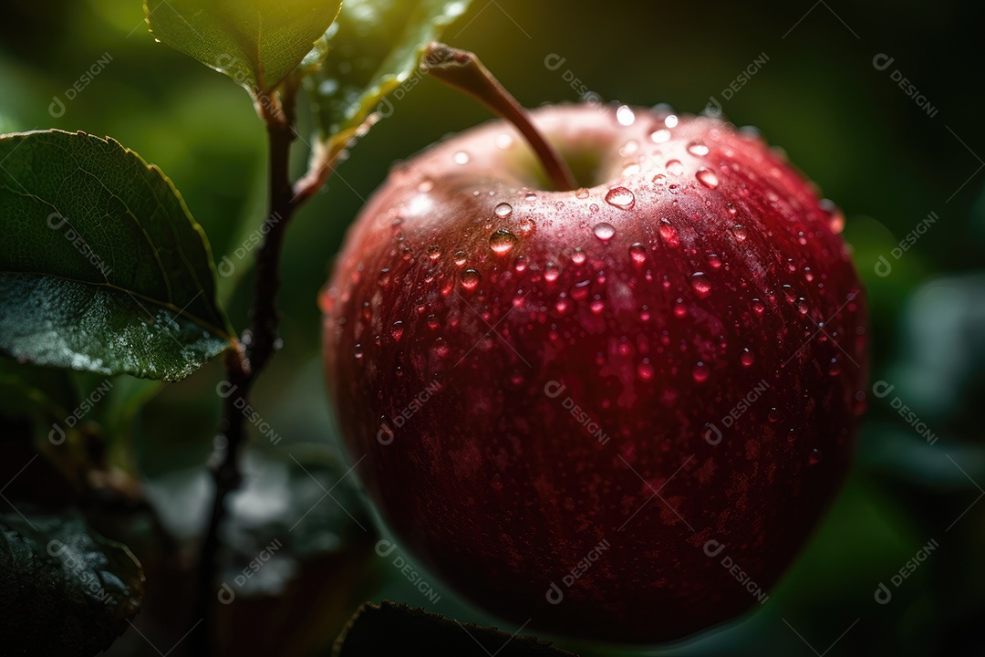 Uma suculenta maçã vermelha repousa