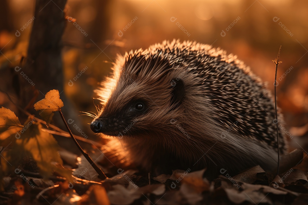 Um lindo ouriço em seu habitat natural