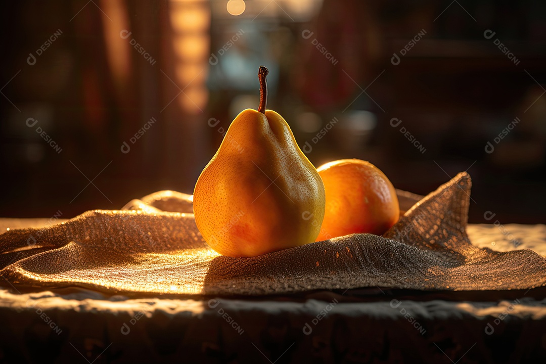 Fruta sobre uma mesa de madeira