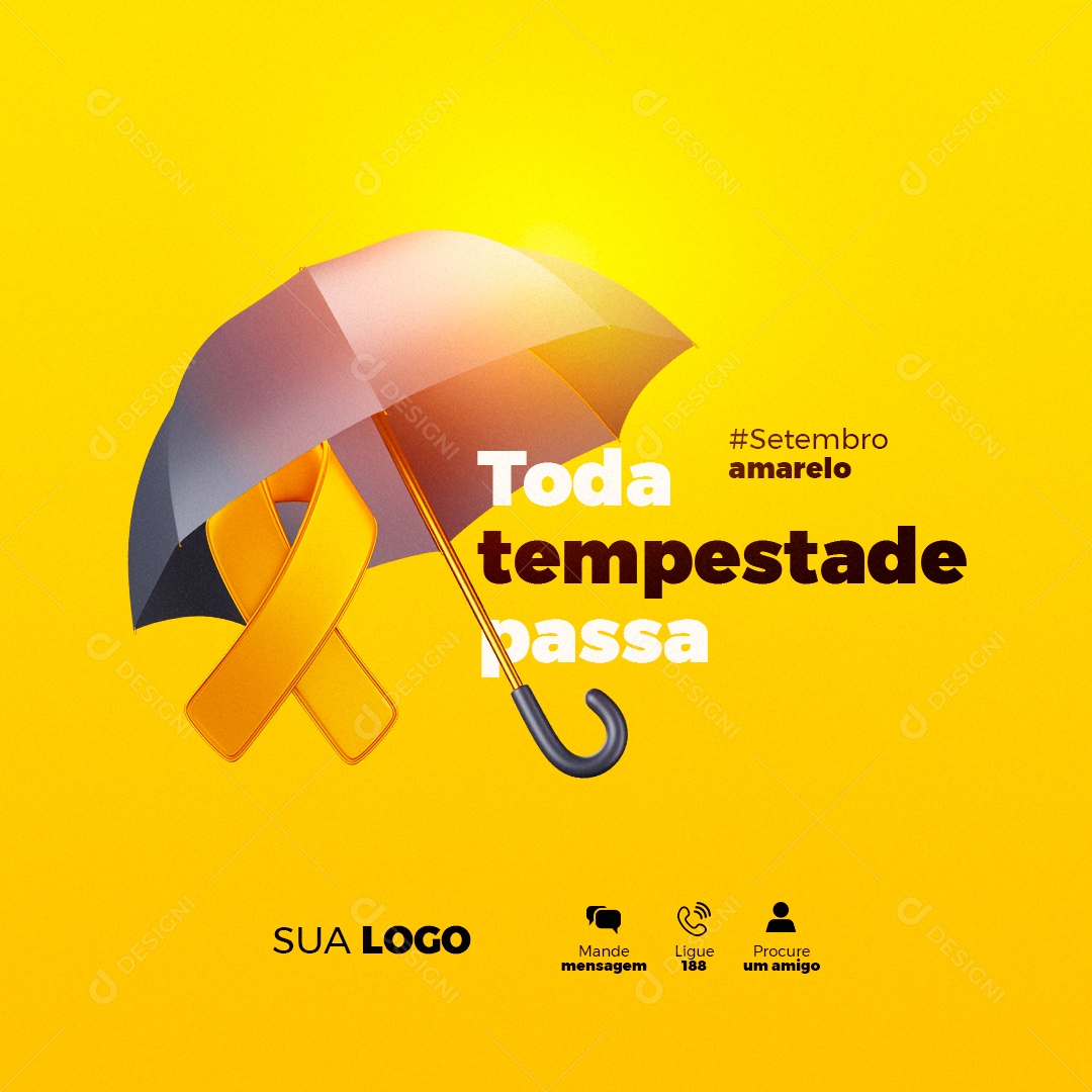 Setembro Amarelo Toda Tempestade Passa Social Media PSD Editável