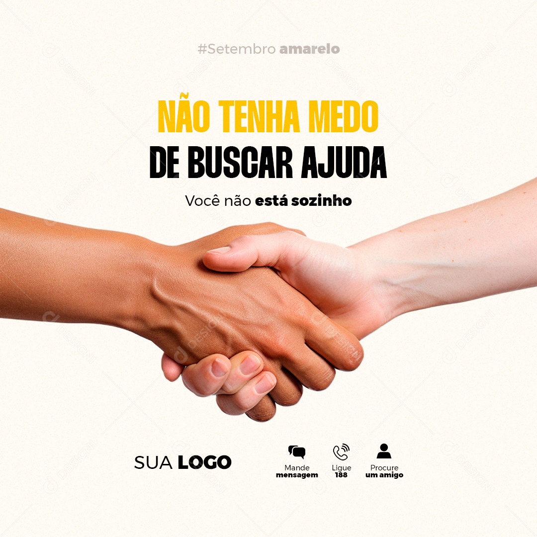 Setembro Amarelo Não Tenha Medo de Buscar Ajuda Social Media PSD Editável