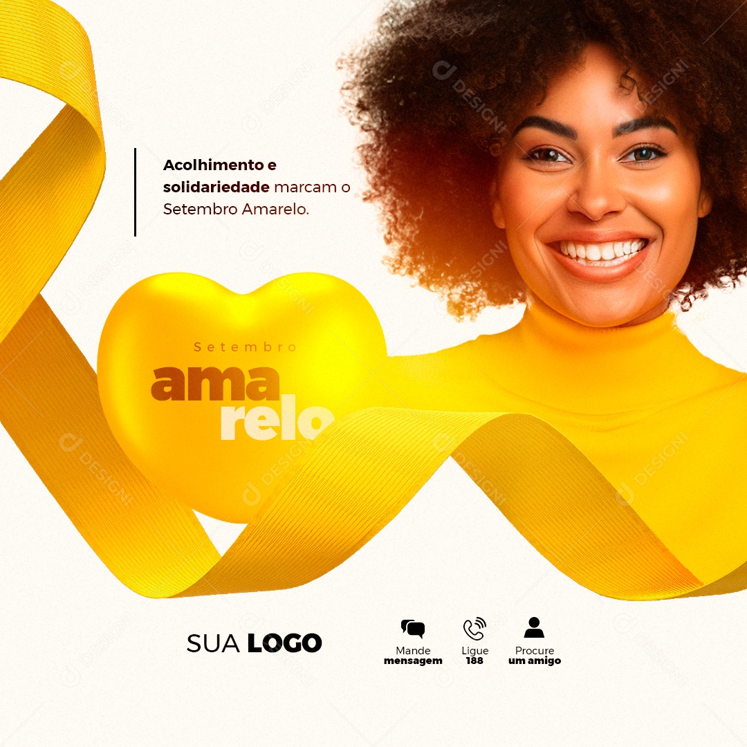Acolhimento e Solidariedade Marcam Setembro Amarelo Social Media PSD Editável