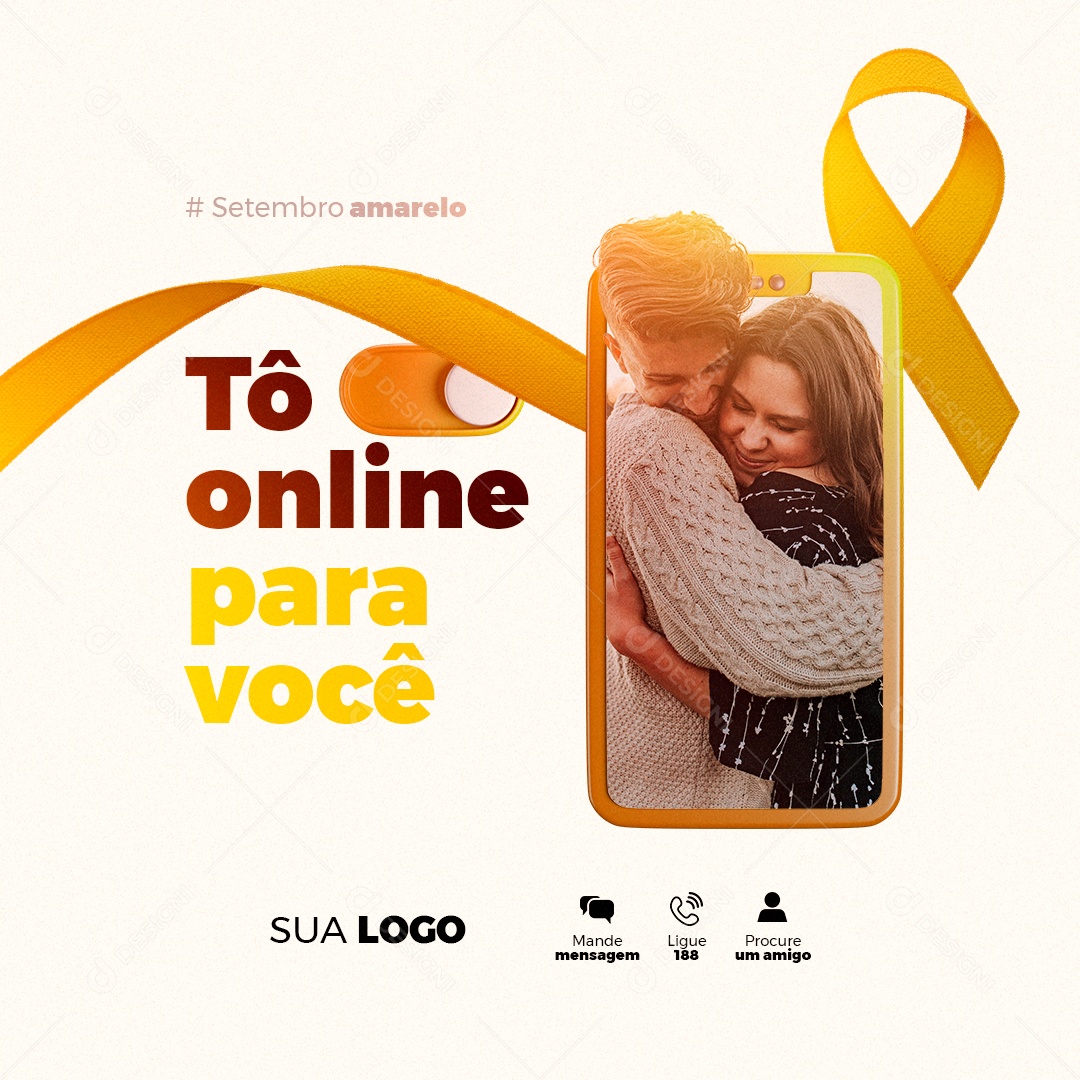 Setembro Amarelo Tô Online para Você Social Media PSD Editável