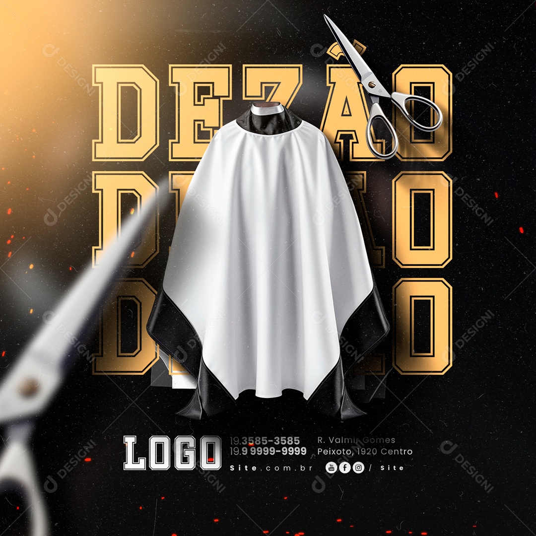 Barbearia Dezão Agende Agora Social Media PSD Editável