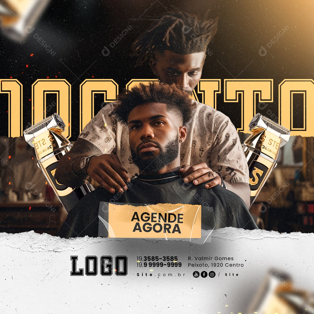 Barbearia 10 Conto Agende Agora Social Media PSD Editável