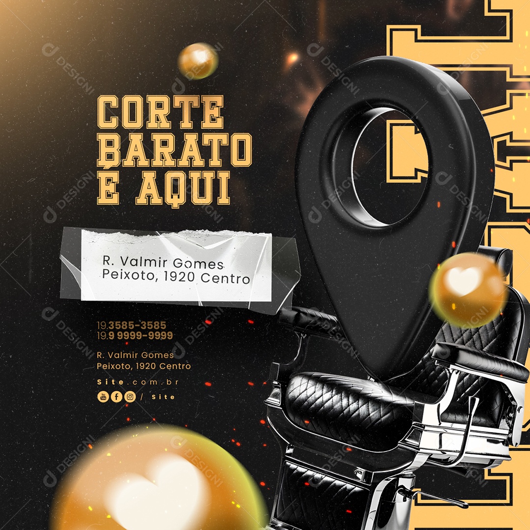 Barbearia Corte Barato é Aqui Social Media PSD Editável
