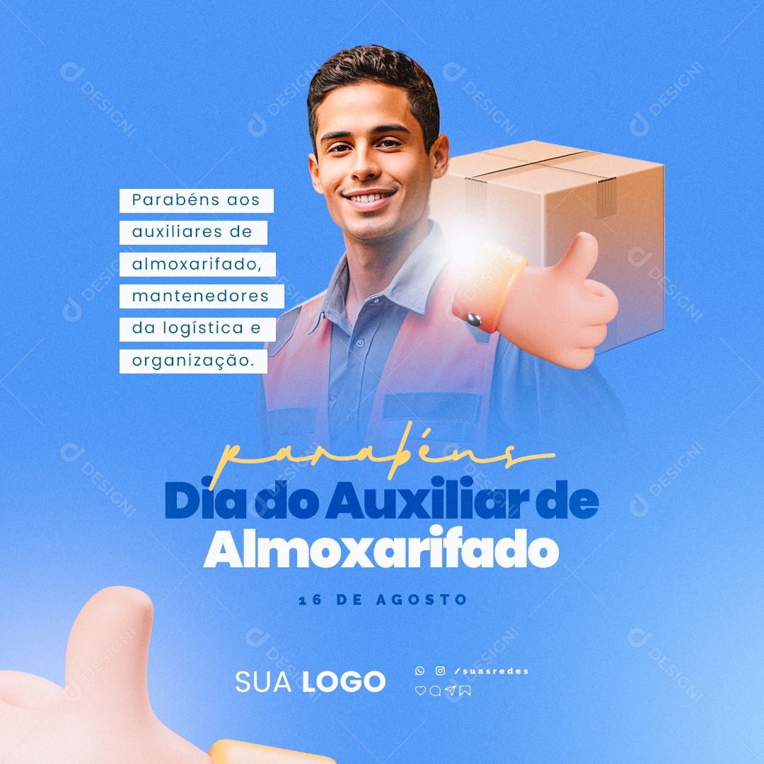 Dia do Auxiliar Almoxarifado Parabéns aos Auxiliares Social Media PSD Editável