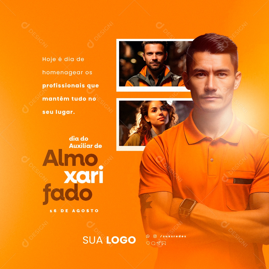 Dia do Auxiliar Almoxarifado 16 de Agosto Social Media PSD Editável