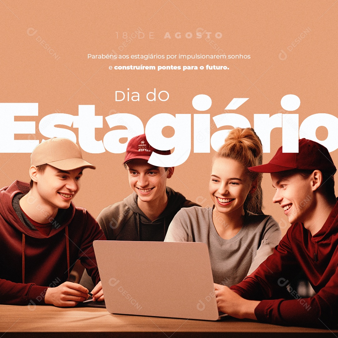 Dia Do Estagiário Parabéns 18 de Agosto Social Media PSD Editável