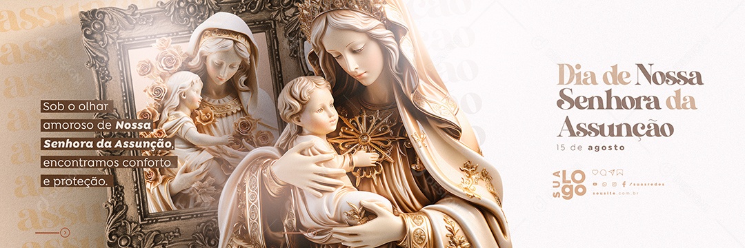 Carrossel Dia de Nossa Senhora da Assunção 15 de Agosto Social Media PSD Editável