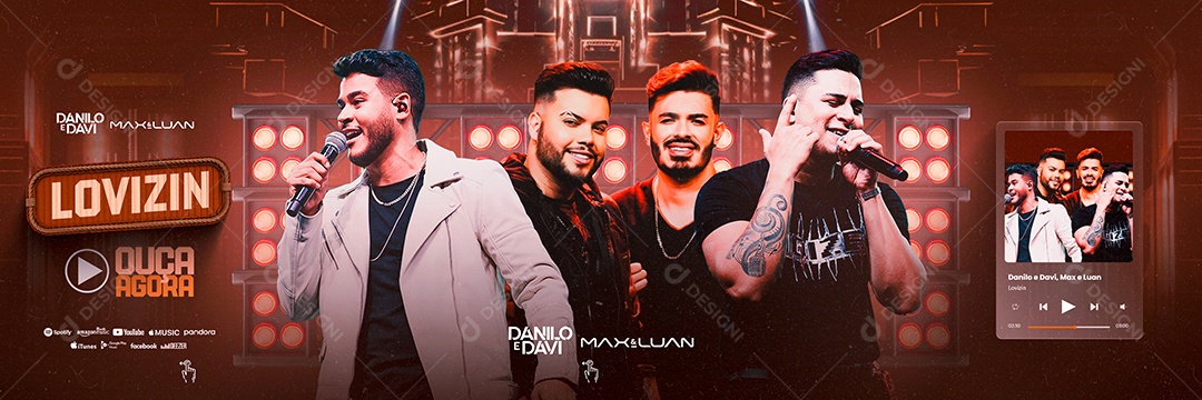 Carrossel Lovizin Ouça Agora Flyer Danilo e Davi Max & Luan Social Media PSD Editável