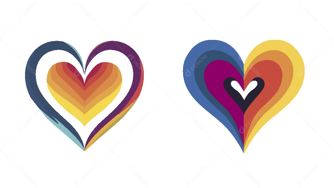 Dois Corações Coloridos Vetor EPS