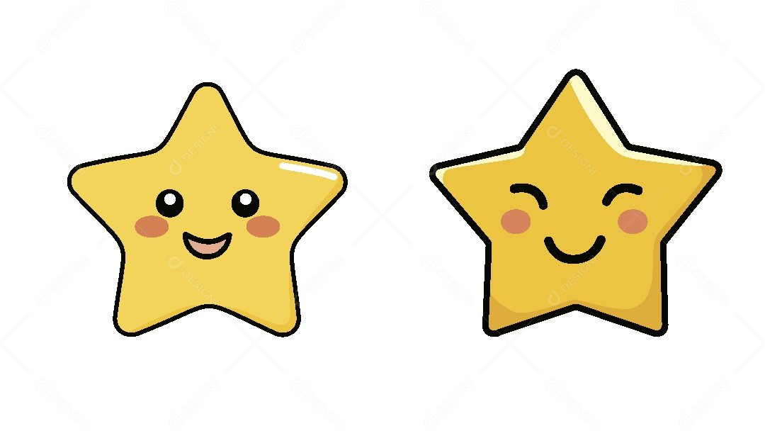 Duas Estrelas Amarelas Felizes Sorrindo Vetor EPS